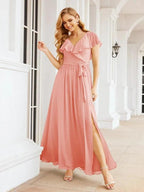 Bridesmaid Dresses with Flutter Sleeves Formal Evening Party Prom Gowns 28044