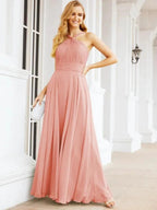 Numbersea Crisscross Halter Bridesmaid Dresses for Party Wedding Evening Prom Maxi Ball Gowns 28053