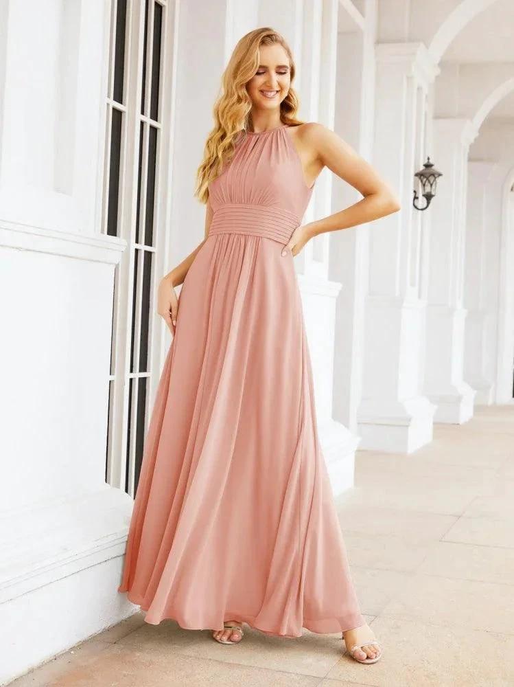 Numbersea Keyhole Bridesmaid Dresses Sleeveless Formal Evening Party Prom Gowns 28043