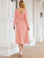 Bridesmaid Dress V-Back Waist Belt Mother of the Bride Wedding Guest SY28031