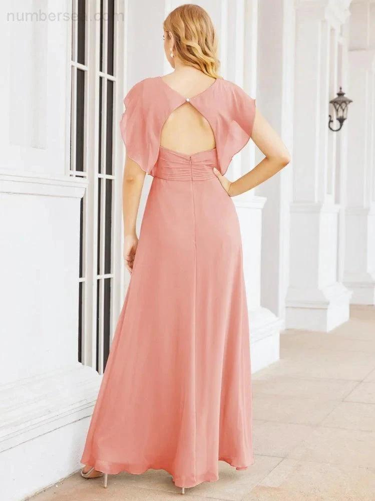 Sunnderly Bridesmaid Dresses Cape Formal Prom Dress Open Back Gowns for Mother of The Bride SY28058
