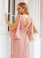 Numbersea Bridesmaid Dresses with Split for Wedding Party Flutter Sleeves 28045