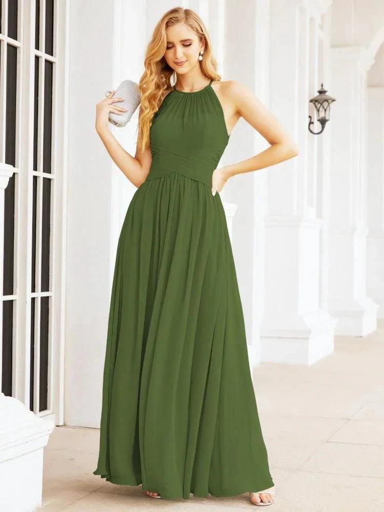 Numbersea Sleeveless Bridesmaid Dresses Long Prom Gown Zipper with Keyhole Back 28056