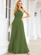 Numbersea Crisscross Halter Bridesmaid Dresses for Party Wedding Evening Prom Maxi Ball Gowns 28053