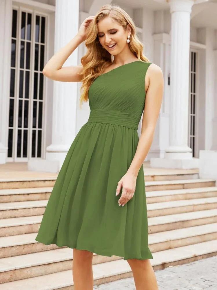 Numbersea Homecoming Dress One Shoulder Pleated Short Formal Prom Gowns 28046