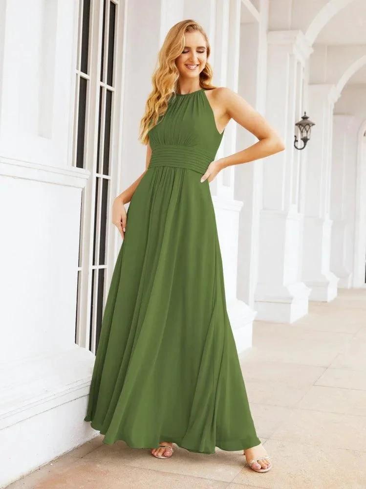 Numbersea Keyhole Bridesmaid Dresses Sleeveless Formal Evening Party Prom Gowns 28043