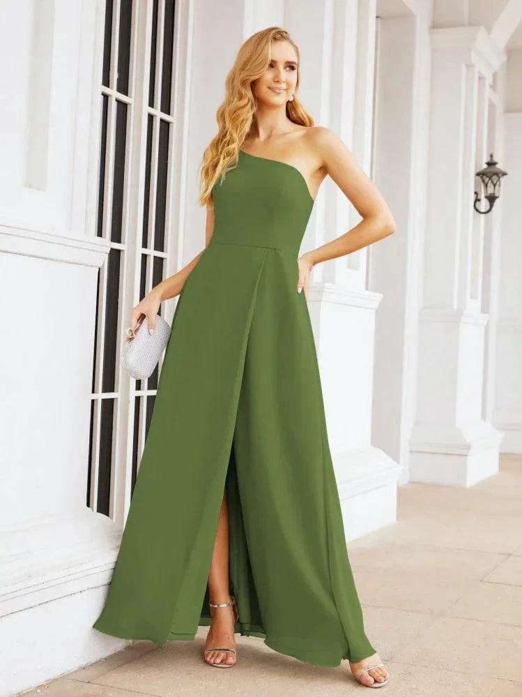 Numbersea Women's One Shoulder Formal Prom Gowns for Mother of The Bride Side Slit Bridesmaid Dresses 28052
