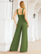 Numbersea Crisscross Neck Jumpsuit Formal Evening Dress Long Bridesmaid Dresses Bell-bottomed Pants 28033