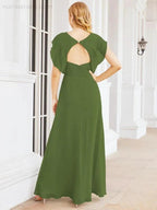 Sunnderly Bridesmaid Dresses Cape Formal Prom Dress Open Back Gowns for Mother of The Bride SY28058