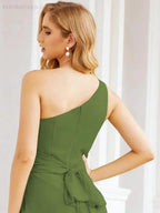 Numbersea One Shoulder Bridesmaid Dresses Long Formal Prom Gowns 28048