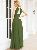 Numbersea Sleeveless Bridesmaid Dresses Long Prom Gown Zipper with Keyhole Back 28056
