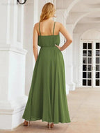 Numbersea  Halter Long Bridesmaid Dresses Formal A line Juniors Dress 28029