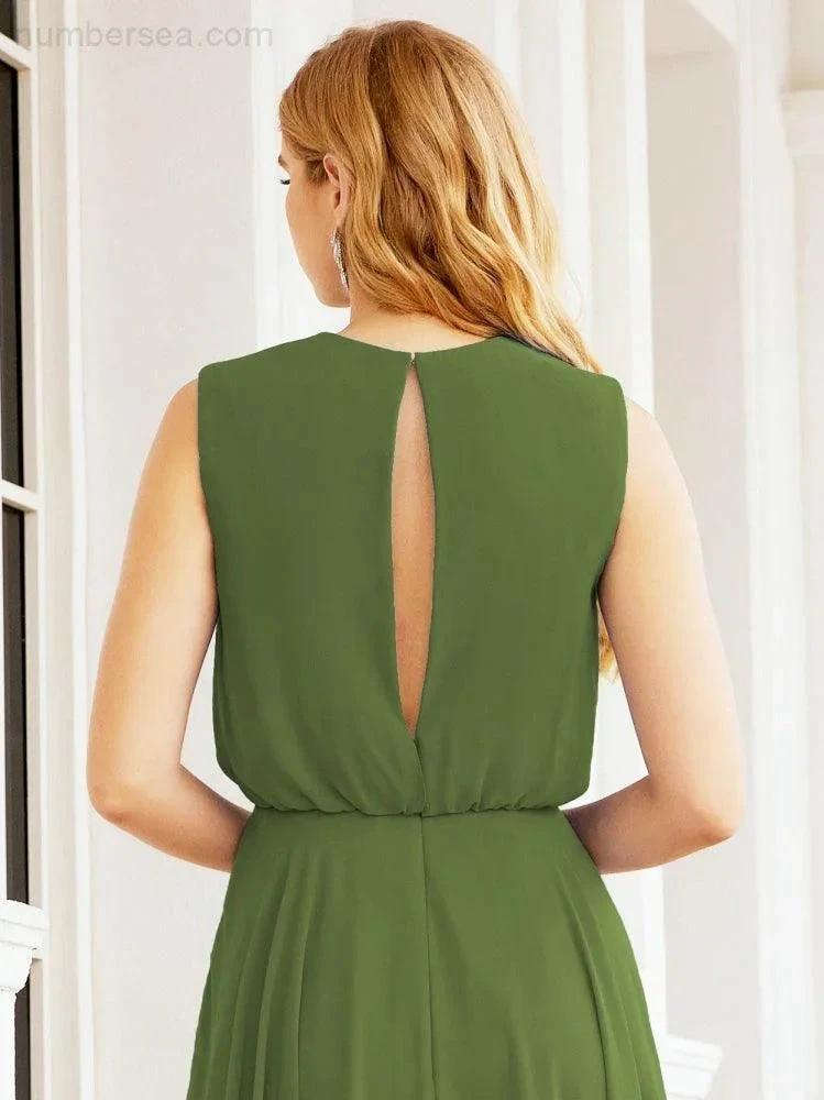 Numbersea Sleeveless Long Bridesmaid Dress A line Formal Evening Prom Gown 28025