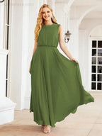 Numbersea Sleeveless Long Bridesmaid Dress A line Formal Evening Prom Gown 28025