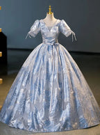 Elegant Blue Print Ball Gown A Line Quinceanera Dress Y7678