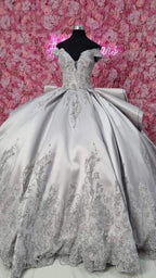 Luxurious Off The Shoulder Silver Quinceanera Dress,Silver Ball Gown Y1157