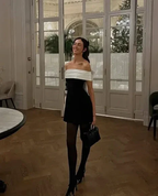 Chic Strapless Black Satin A Line Homecoming Dress With Bow Y8508