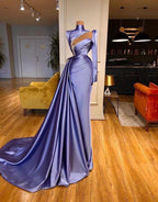 High Neck Long Sleeves Mermaid Long Prom Dress With Beadings and Ruffles