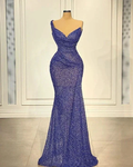 Blue Elegant Exquisite Evening Dress Floor Length Dubai Arabic Prom Dress Y4732