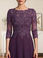 A-line Scoop Floor-Length Lace Chiffon Mother of the Bride Dress With Sequins
