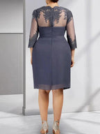 Sheath/Column Sweetheart Knee-Length Chiffon Mother of the Bride Dress With Beading Appliques Lace Sequins Pleated