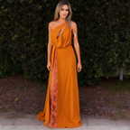 Chic One Shoulder Prom Dress With Split Trendy Evening Dress Y6248