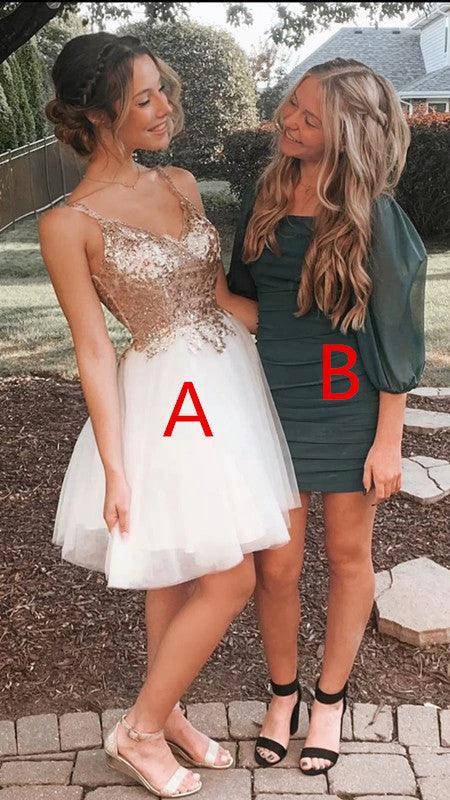 Cute A-line White Tulle Homecoming Dress 8th Grade Prom Dresses Short Y708