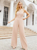 Numbersea Crisscross Neck Jumpsuit Formal Evening Dress Long Bridesmaid Dresses Bell-bottomed Pants 28033
