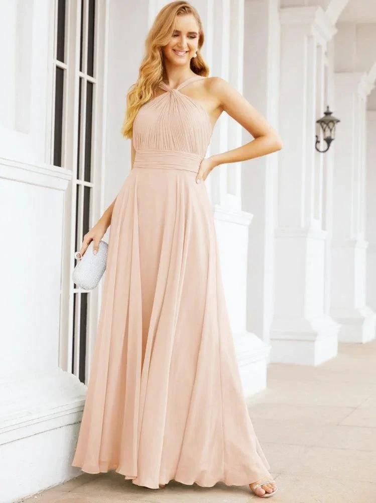 Numbersea Crisscross Halter Bridesmaid Dresses for Party Wedding Evening Prom Maxi Ball Gowns 28053