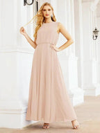 Numbersea Sleeveless Long Bridesmaid Dress A line Formal Evening Prom Gown 28025