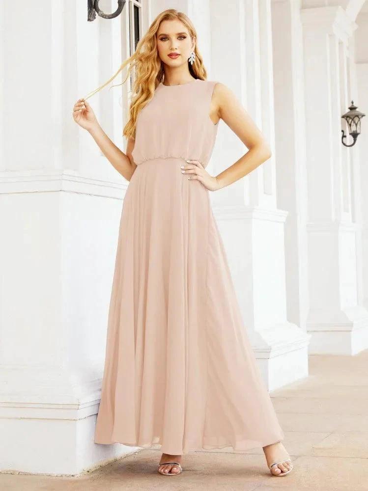 Numbersea Sleeveless Long Bridesmaid Dress A line Formal Evening Prom Gown 28025