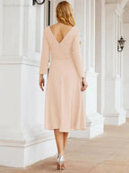 Bridesmaid Dress V-Back Waist Belt Mother of the Bride Wedding Guest SY28031