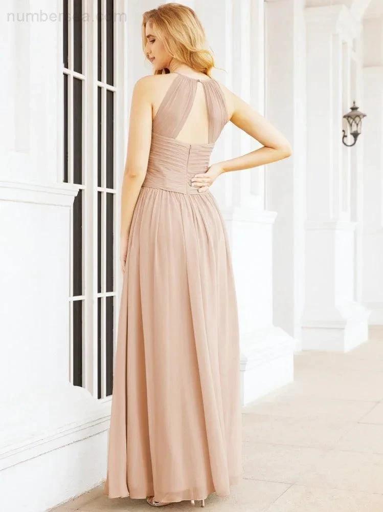 Numbersea Sleeveless Bridesmaid Dresses Long Prom Gown Zipper with Keyhole Back 28056