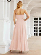Numbersea  Halter Long Bridesmaid Dresses Formal A line Juniors Dress 28029
