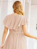 Bridesmaid Dresses with Flutter Sleeves Formal Evening Party Prom Gowns 28044