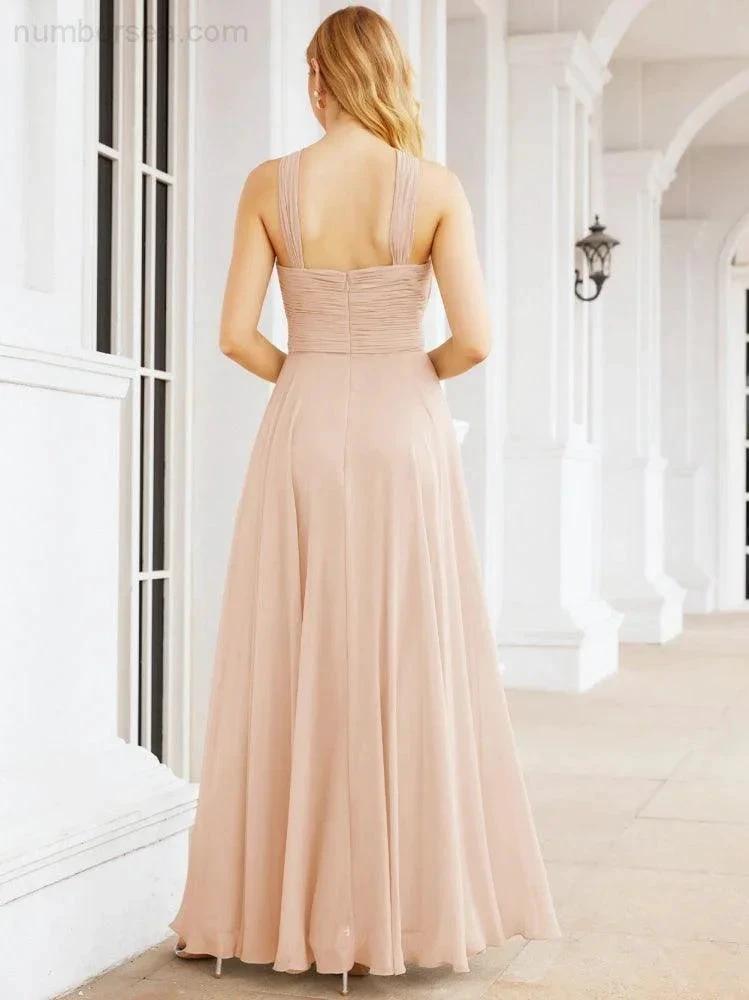 Numbersea Crisscross Halter Bridesmaid Dresses for Party Wedding Evening Prom Maxi Ball Gowns 28053