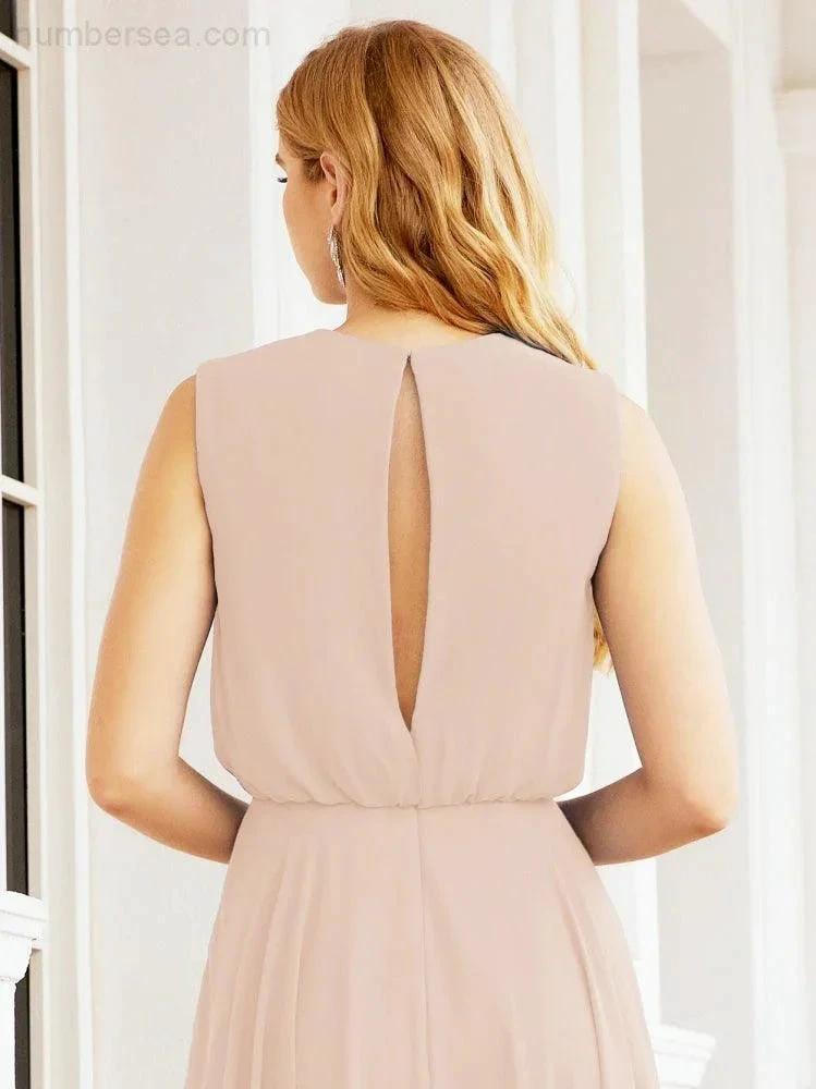 Numbersea Sleeveless Long Bridesmaid Dress A line Formal Evening Prom Gown 28025