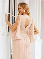 Numbersea Bridesmaid Dresses with Split for Wedding Party Flutter Sleeves 28045