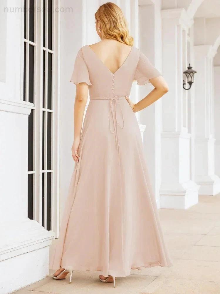 Numbersea Formal Prom Gowns for Mother of The Bride Short Sleeves Bridesmaid Dress 28049