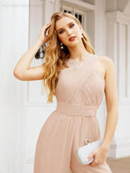 Numbersea Crisscross Neck Jumpsuit Formal Evening Dress Long Bridesmaid Dresses Bell-bottomed Pants 28033