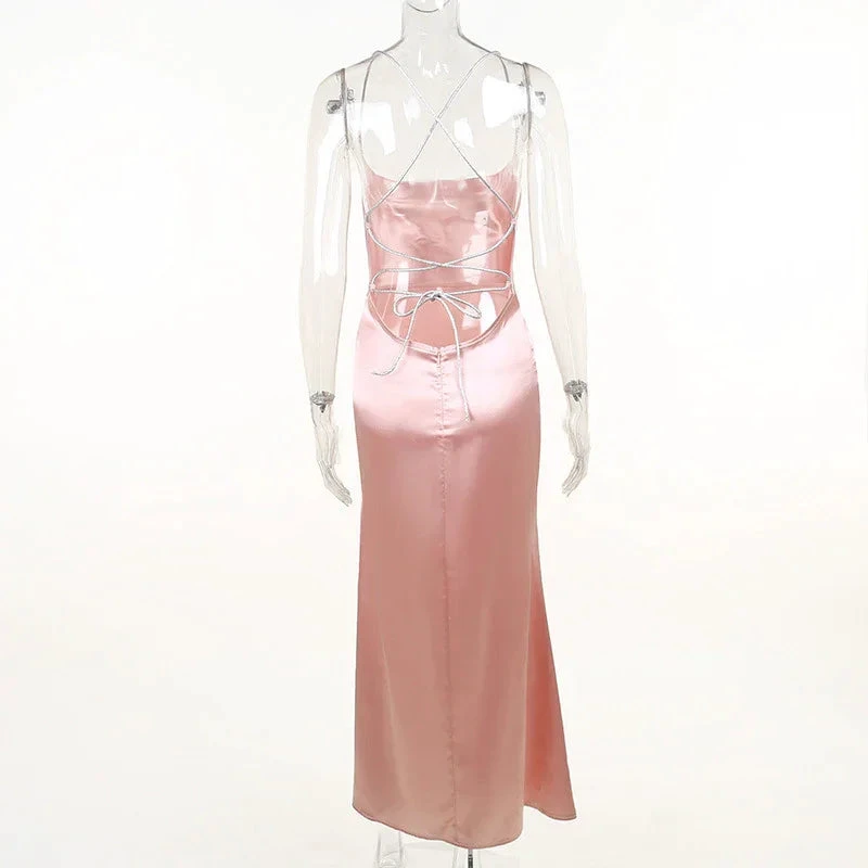 Sexy Pink Mermaid Long Prom Dress,Backless Pink Evening Dress  Y1933