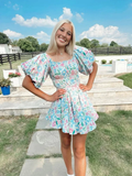 Puff Sleeve Floral Dress Chic Floral Homecoming Dress Y2753