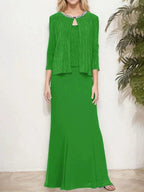 Metallic Mock Two-Piece Gown with Jacket