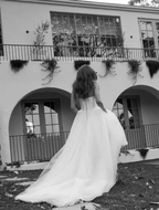 Romantic White A Line Tulle Prom Dress,Formal Wedding Dress Y8084