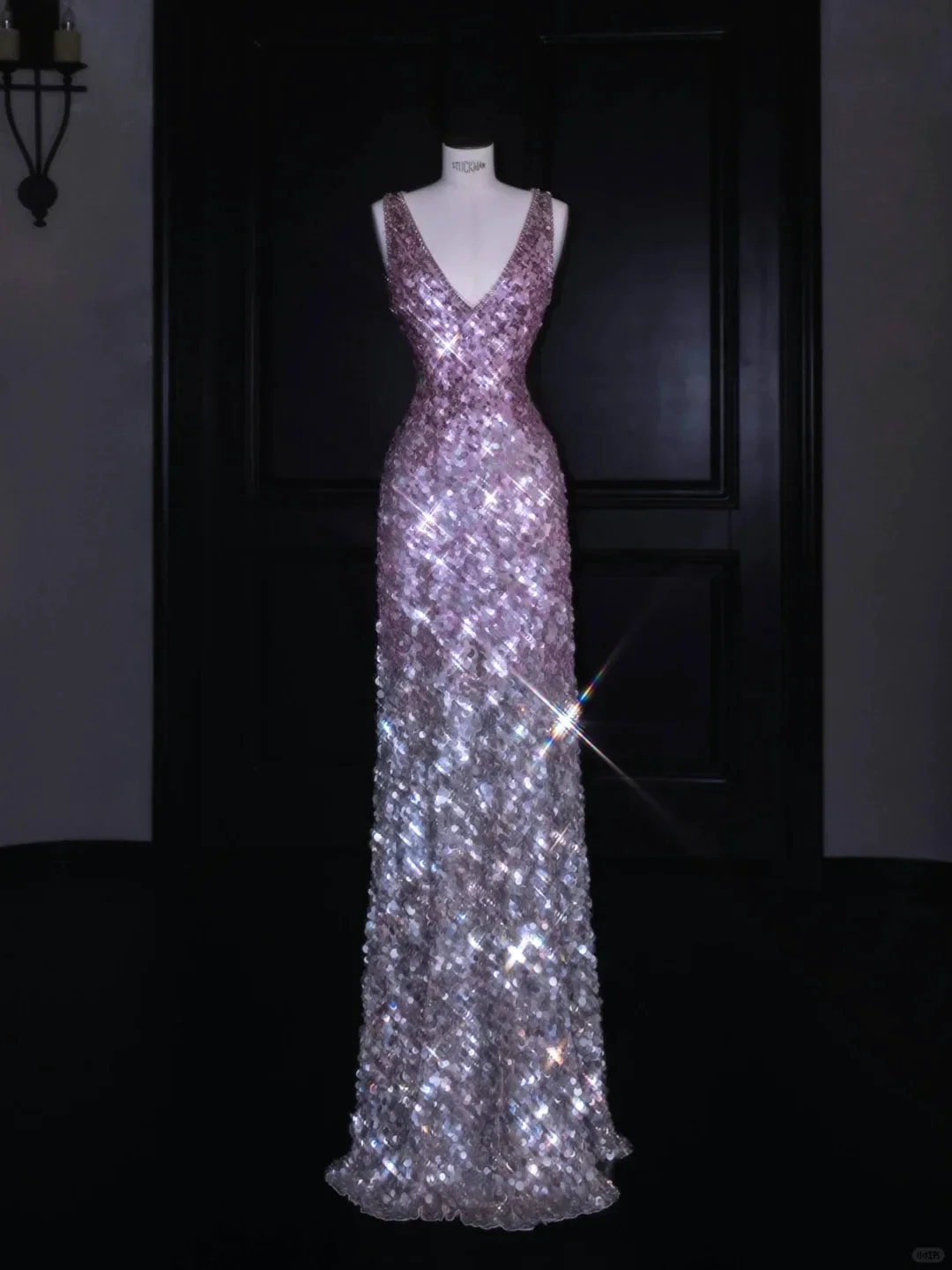 Gorgeous Pink V Neck Sequins Long Prom Dress Evening Dress Y8688