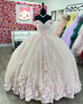 Sparkly Pink Off The Shoulder Ball Gown,Pink Princess Dress,Pink Sweet 16 Dress  Y2342