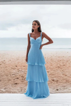 Charming Blue Prom Dress Long Evening Dress Y6363