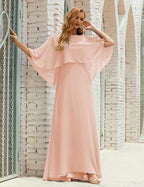 Sunnderly  Bridesmaid Dress Women Long Sleeve V-Neck Chiffon Formal Wedding Party Dress SY28018