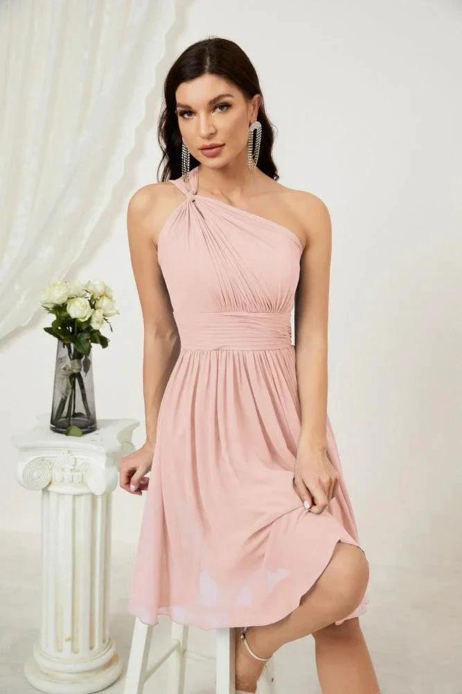 Numbersea Women Chiffon Short One Shoulder Bridesmaid Dress Formal Dresses for Party Homecoming  2804