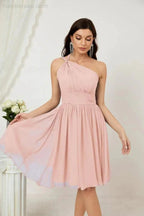 Numbersea Women Chiffon Short One Shoulder Bridesmaid Dress Formal Dresses for Party Homecoming  2804